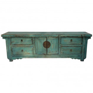 TV cabinet light blue lacquer pickled