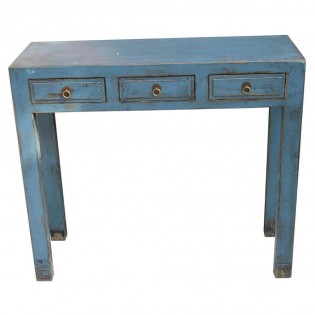 Ancient console three drawers lacquered celeste