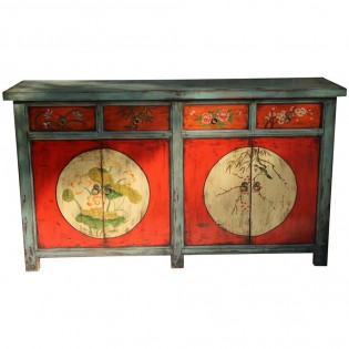 Chinese sideboard painted red and blue base
