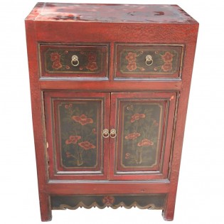 Chinese red base cabinet with decorations