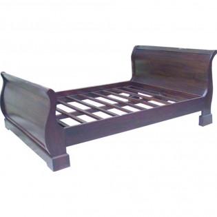 lit double en bois massif avec tete de lit incurvee