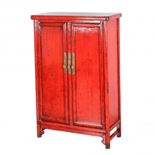 Chinoise laque rouge armoire basse