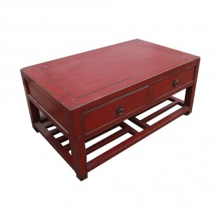 Armoire basse laquee rouge chinoise