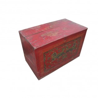 boite rouge chinois avec des peintures