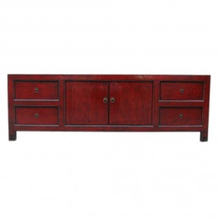 Armoire basse laquee rouge