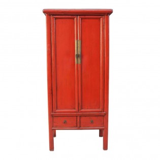 Armoire rouge chinoise avec deux portes