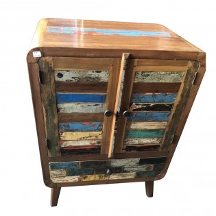 Cabinet avec tiroir et porte de recyclage en bois