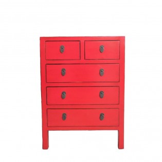 Commode rouge a 6 tiroirs
