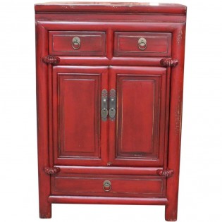 Armoire chinoise rouge a deux tiroirs