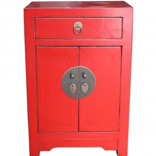 Table de chevet chinoise laquee rouge