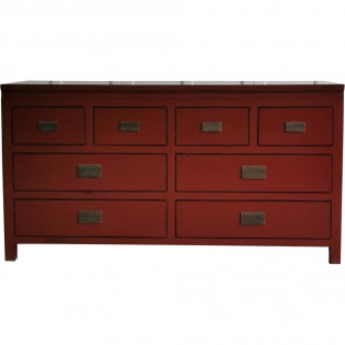Commode chinoise laquee rouge