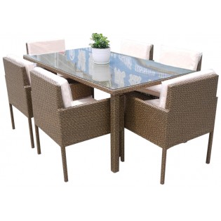 Table et chaises plein air  structure en aluminium et rev
