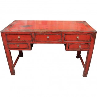 Antique table de travail Laque rouge
