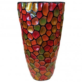 Vase en terre cuite cylindrique de couleur rouge