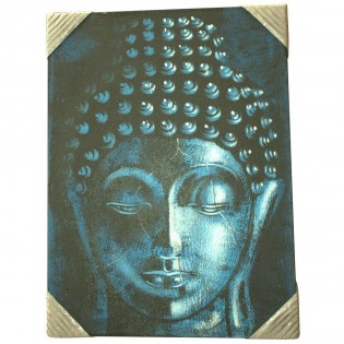 Petit tableau a l huile sur toile Bouddha base bleue