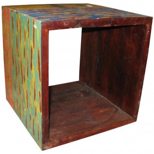 sous forme de cube ethnique en bois recycle