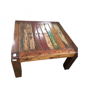 Tavolo basso quadrato in legno di riciclo