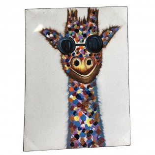 Quadro giraffa colorata con occhiali