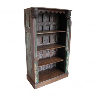 Libreria indiana antico legno intagliata