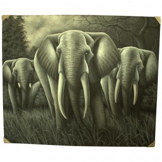 Quadro etnico con 3 elefanti ad olio su tela