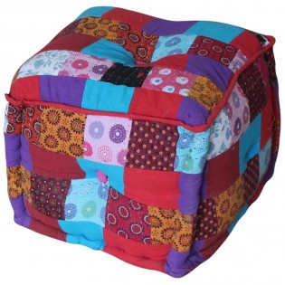 Pouf multi-colore in cotone etnico realizzato a mano 40x40x40 codice  JACW-228-C