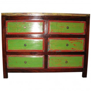 Cassettiera in legno di riciclo con sei cassetti