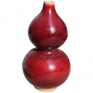 Jarron etnico decorativo de porcelana rojo