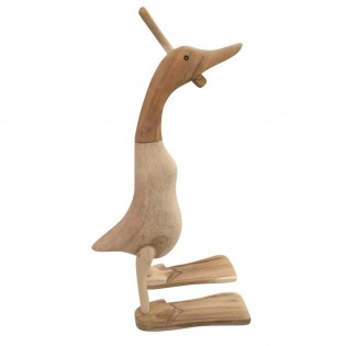 Estatua de madera etnica de pato con aletas