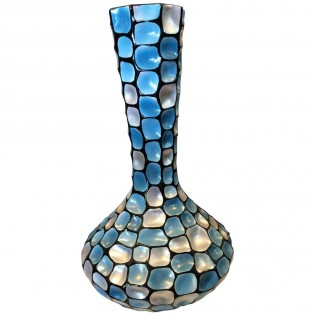 anfora jarron de ceramica color azul