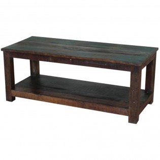 Mesa de madera rectangular de madera recuperada