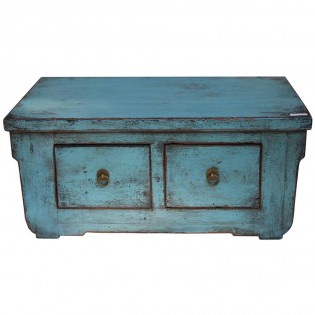 Gabinete en laca de color azul claro con dos cajones